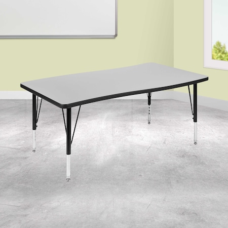 Flash Furniture Rectangle 28 W, 47.5 L, 25.25 H, Chrome, Laminate, Particleboard, Steel, Grey XU-A3048-CON-GY-T-P-GG